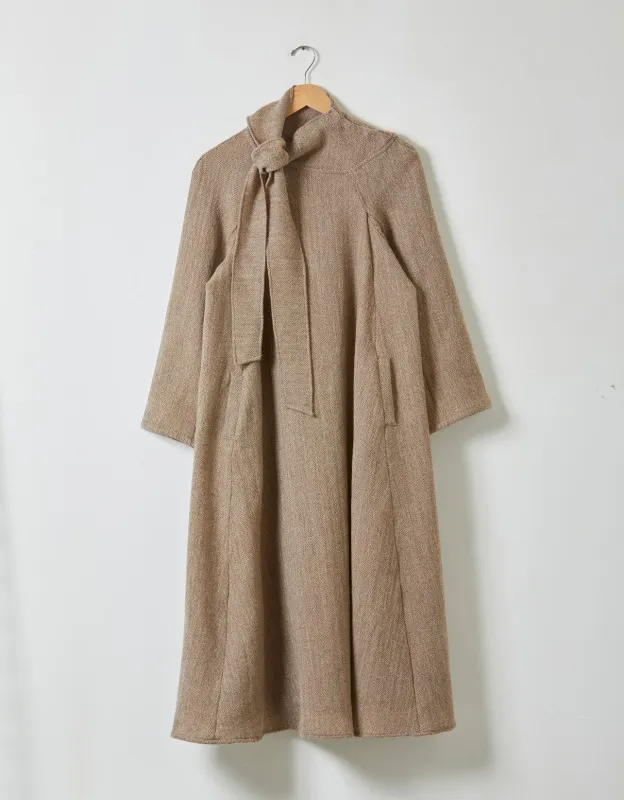 Scarf Dress in Wool Herringbone Gauze made by Atelier Delphine