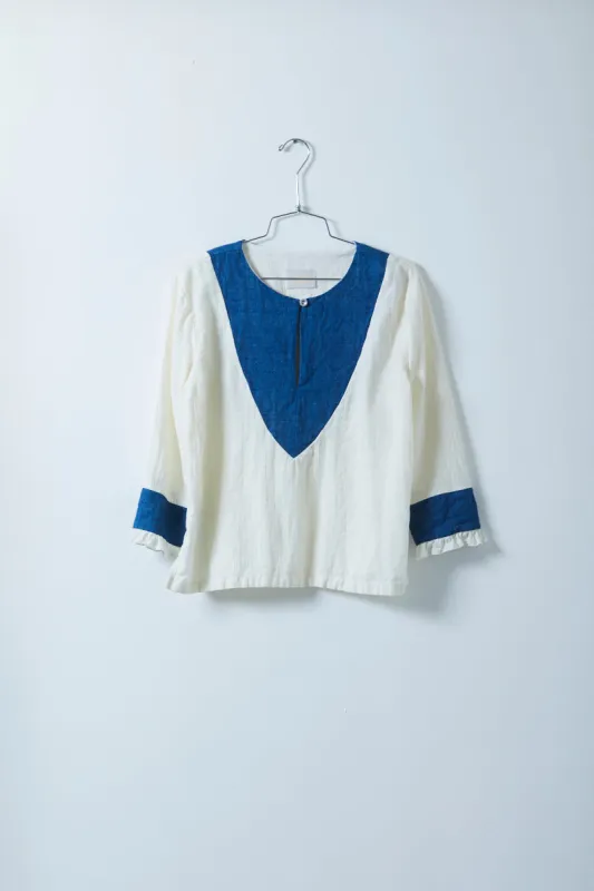 Meadow Linen Denim Gauze Top made by Atelier Delphine