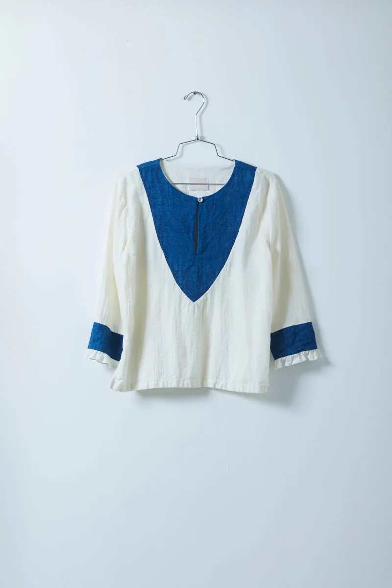 Meadow Linen Denim Gauze Top sold by Atelier Delphine