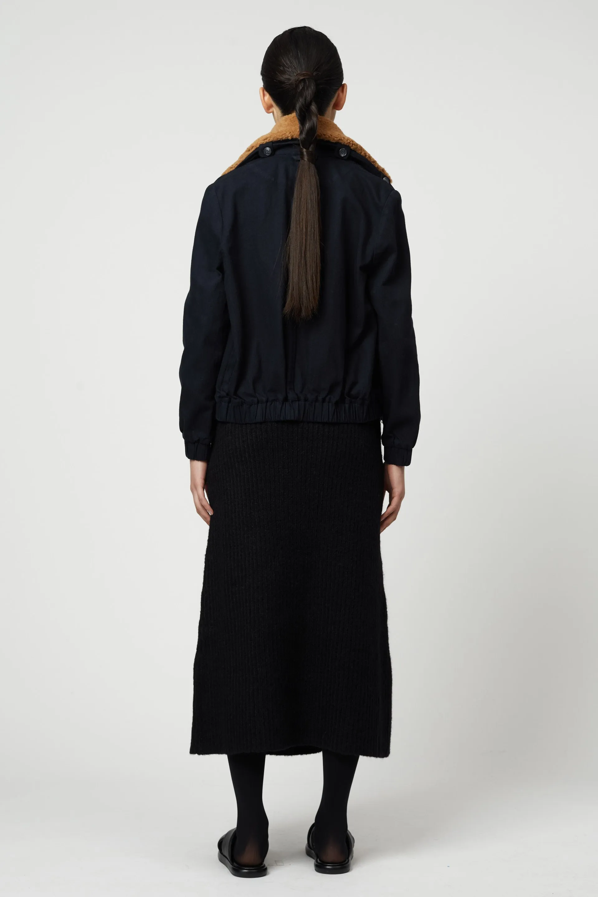 Ollie Crop Twill Bomber with detachable fur collar sold by Atelier Delphine product image thumbnail 5