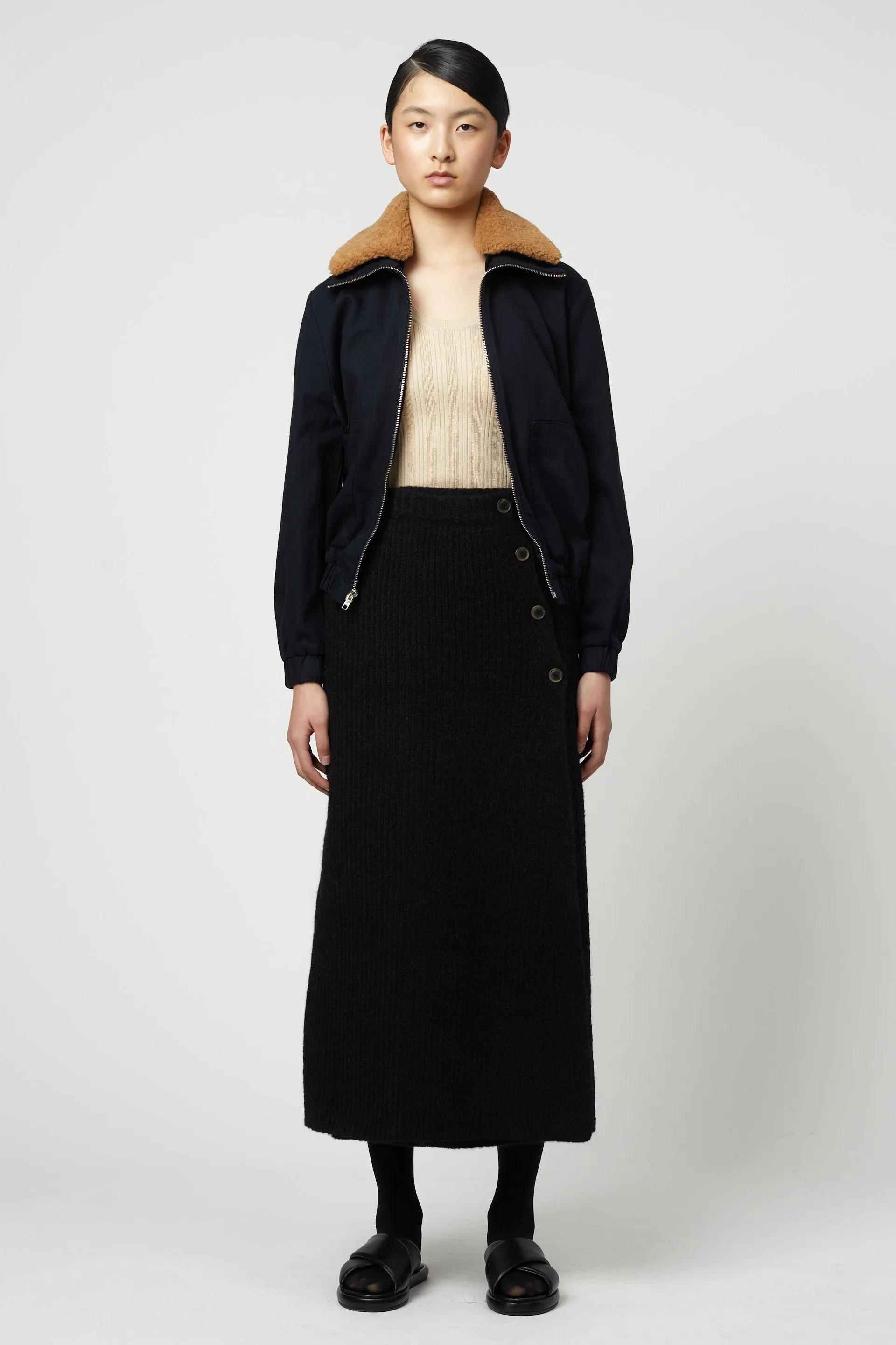Ollie Crop Twill Bomber with detachable fur collar sold by Atelier Delphine product image thumbnail 3