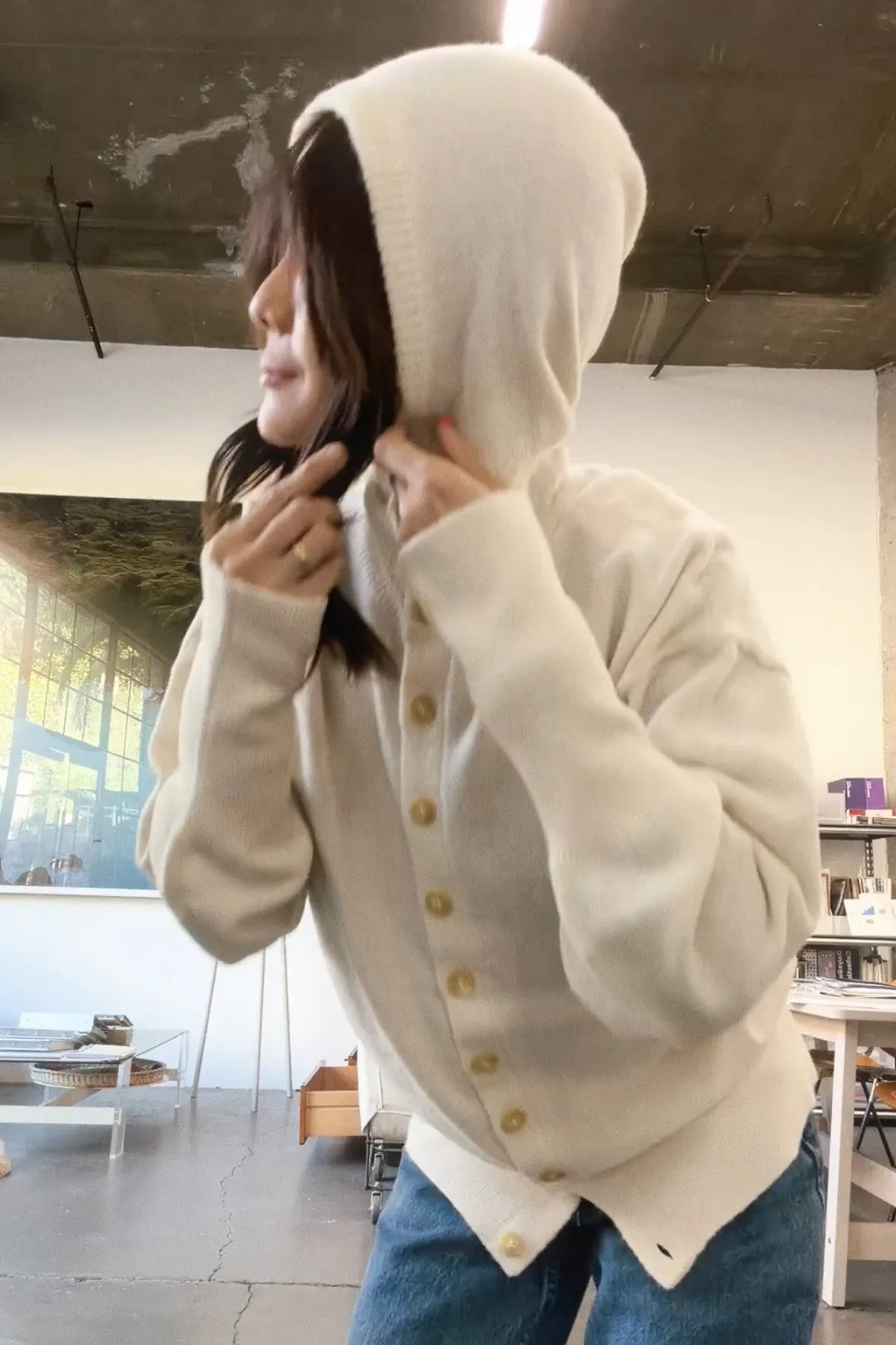 How We Are Wearing It / Lightweight Balaclava Cardigan in Soft Alpaca sold by Atelier Delphine