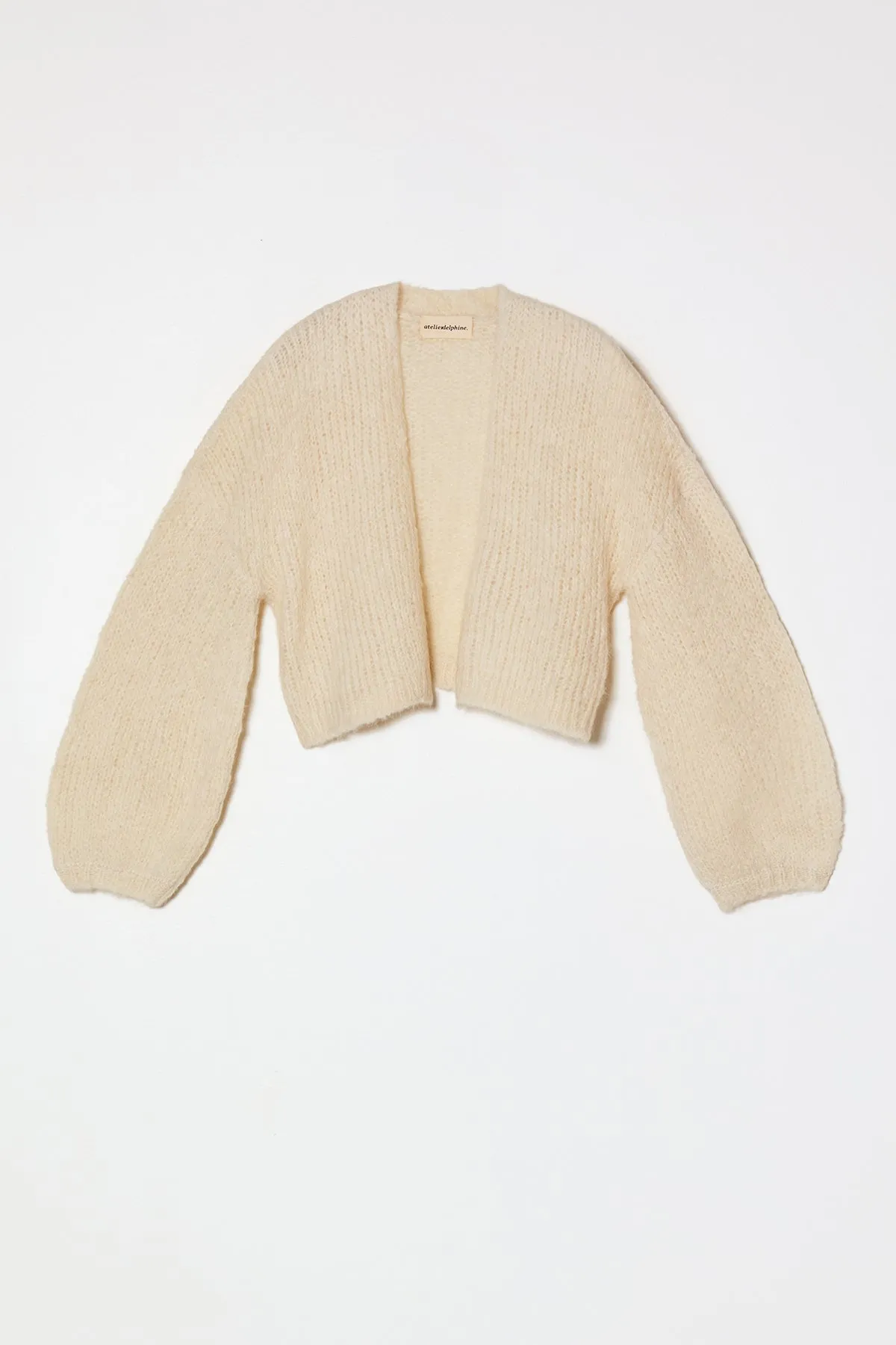 Super Crop Cora Cardigan in Suri Alpaca sold by Atelier Delphine