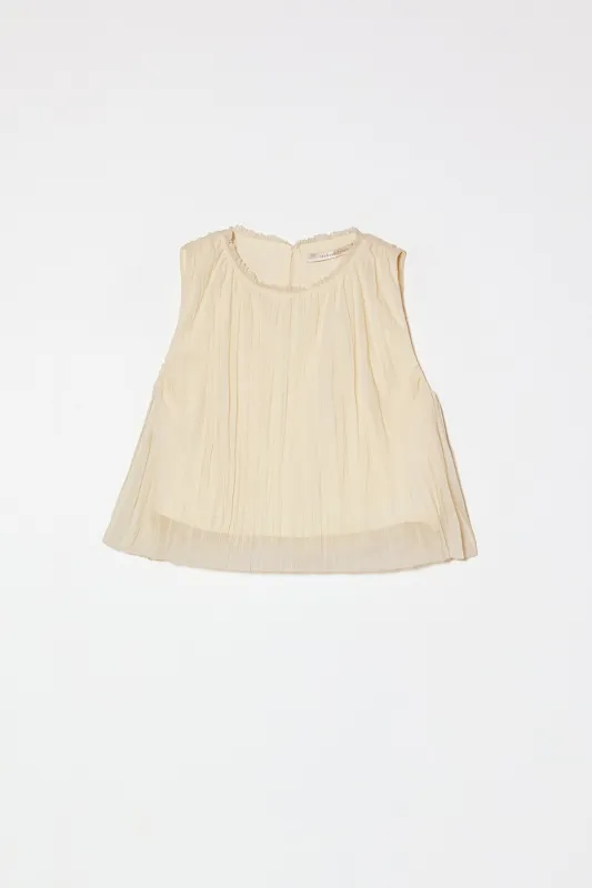 Crop Tank in Random Pleats Chiffon made by Atelier Delphine