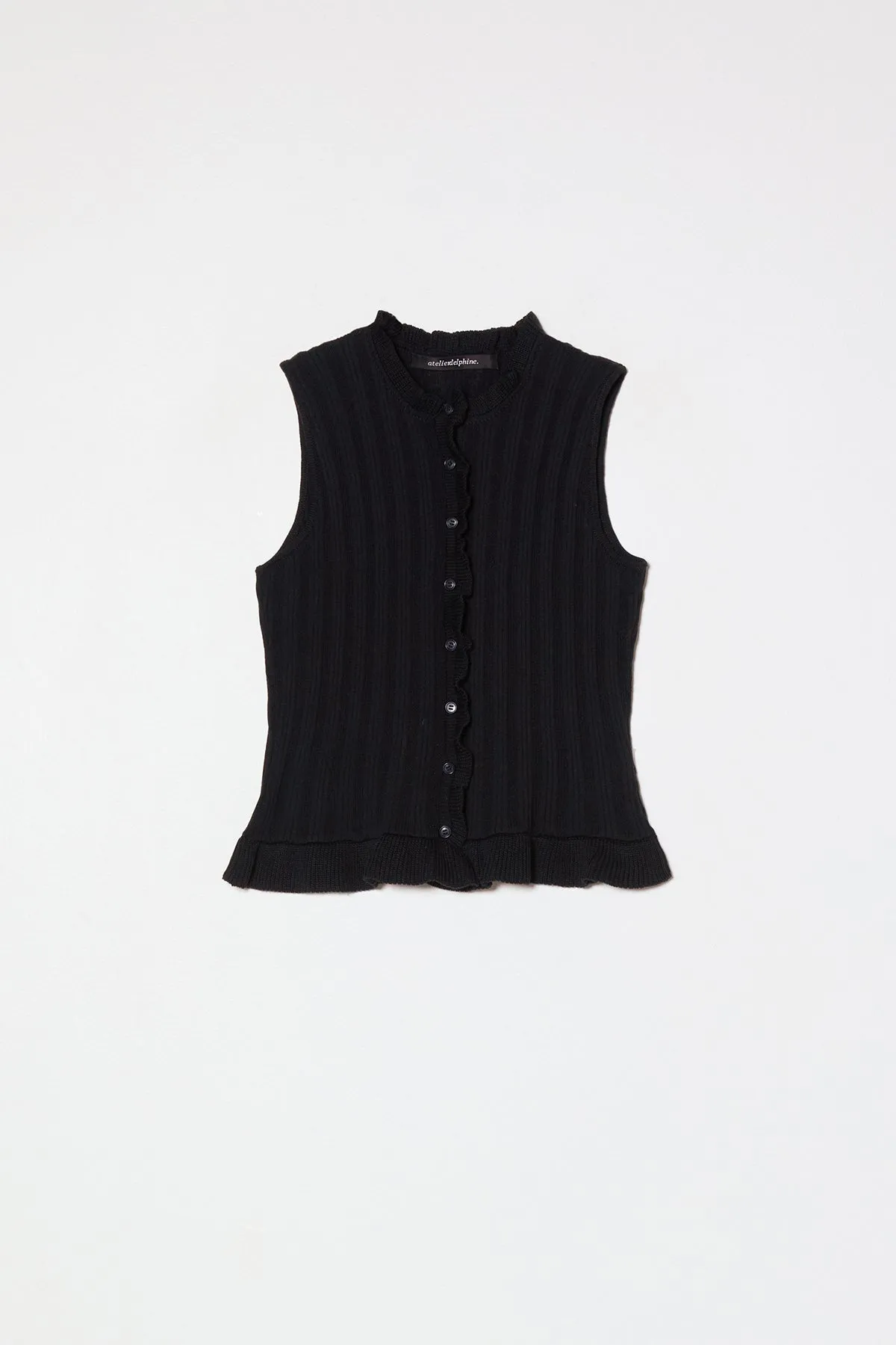 Pointelle Ruffle Top sold by Atelier Delphine