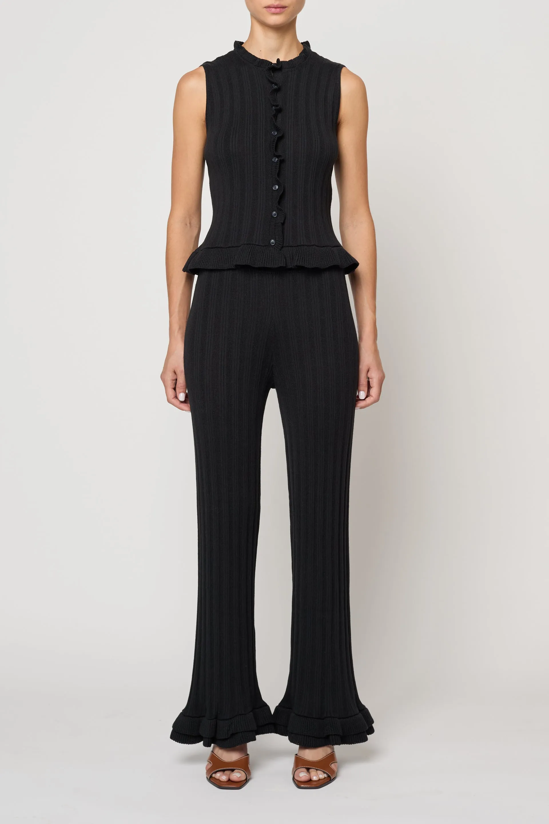 Pointelle Ruffle Top sold by Atelier Delphine product image thumbnail 2