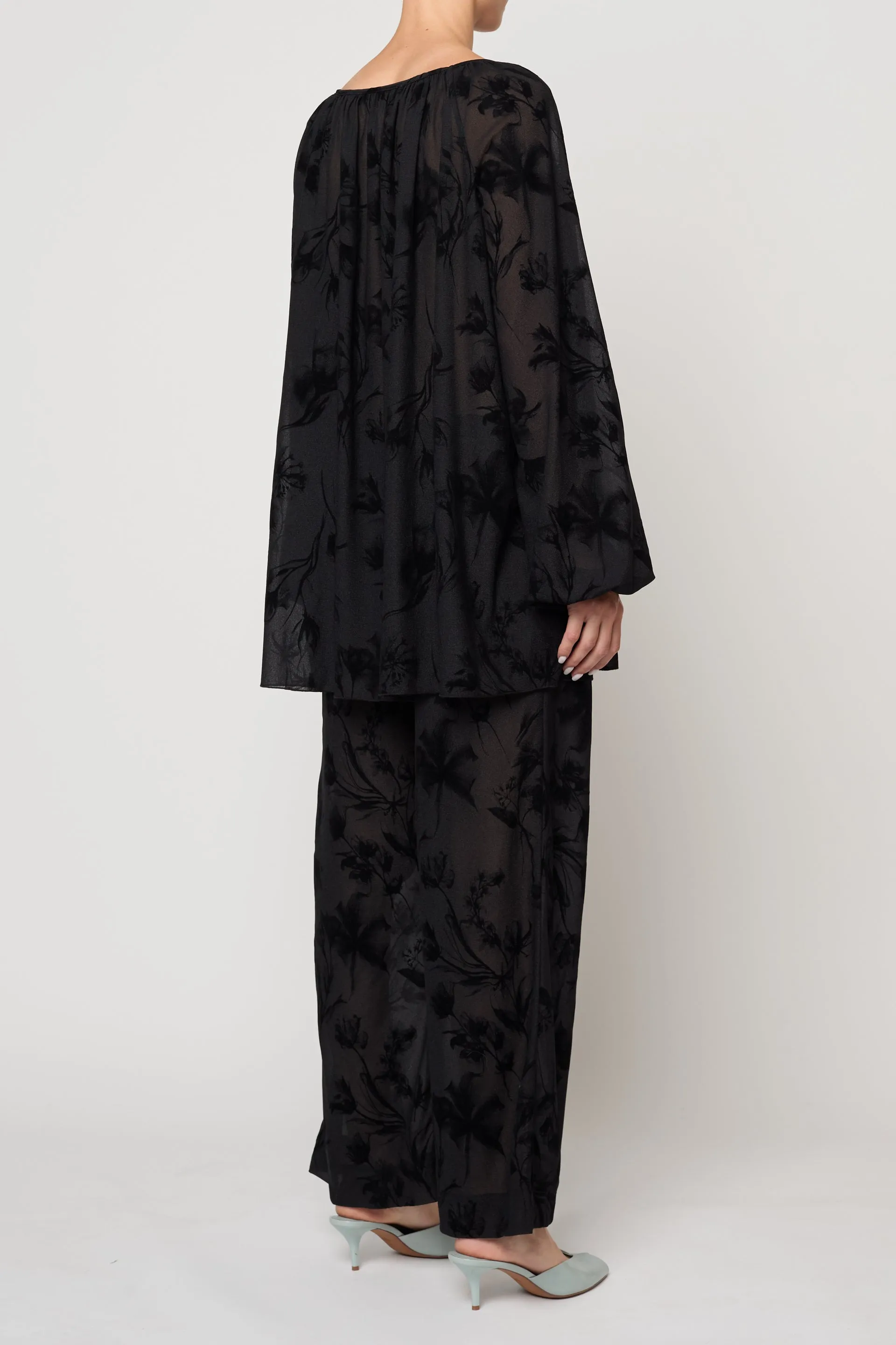 Print Pant in Flower Flock Crepe sold by Atelier Delphine product image thumbnail 4