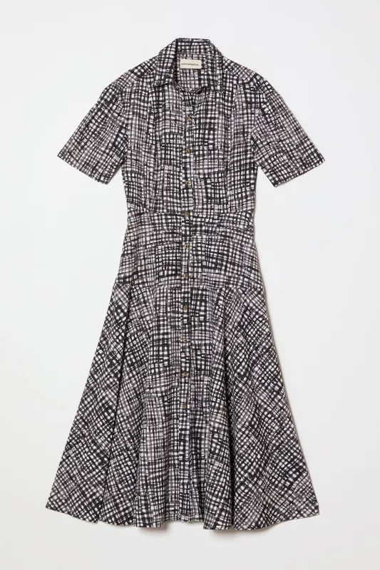 Paneled Shirt Dress in Watercolor Gingham made by Atelier Delphine