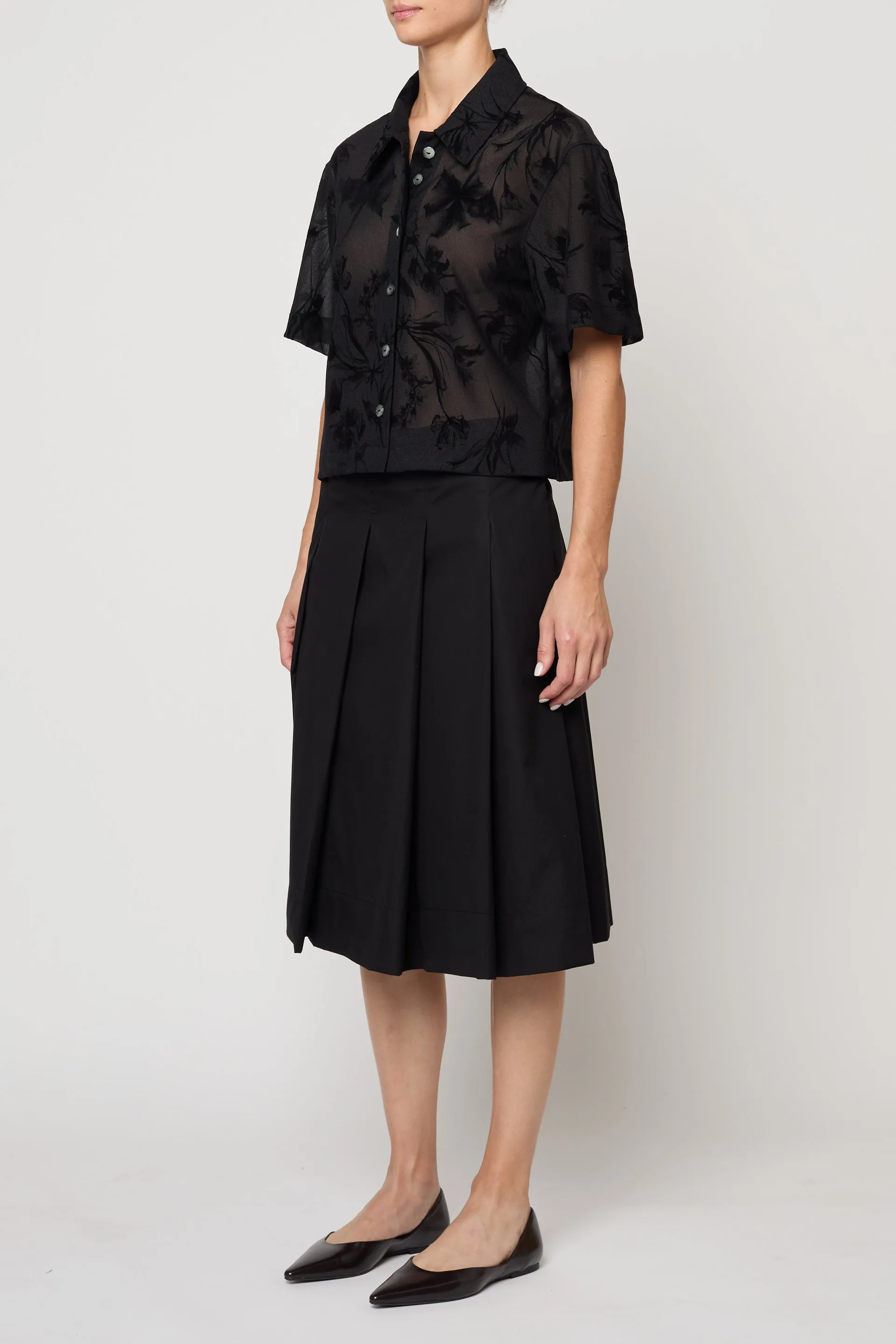 Pleat Skirt in Pima Cotton Poplin sold by Atelier Delphine product image thumbnail 3