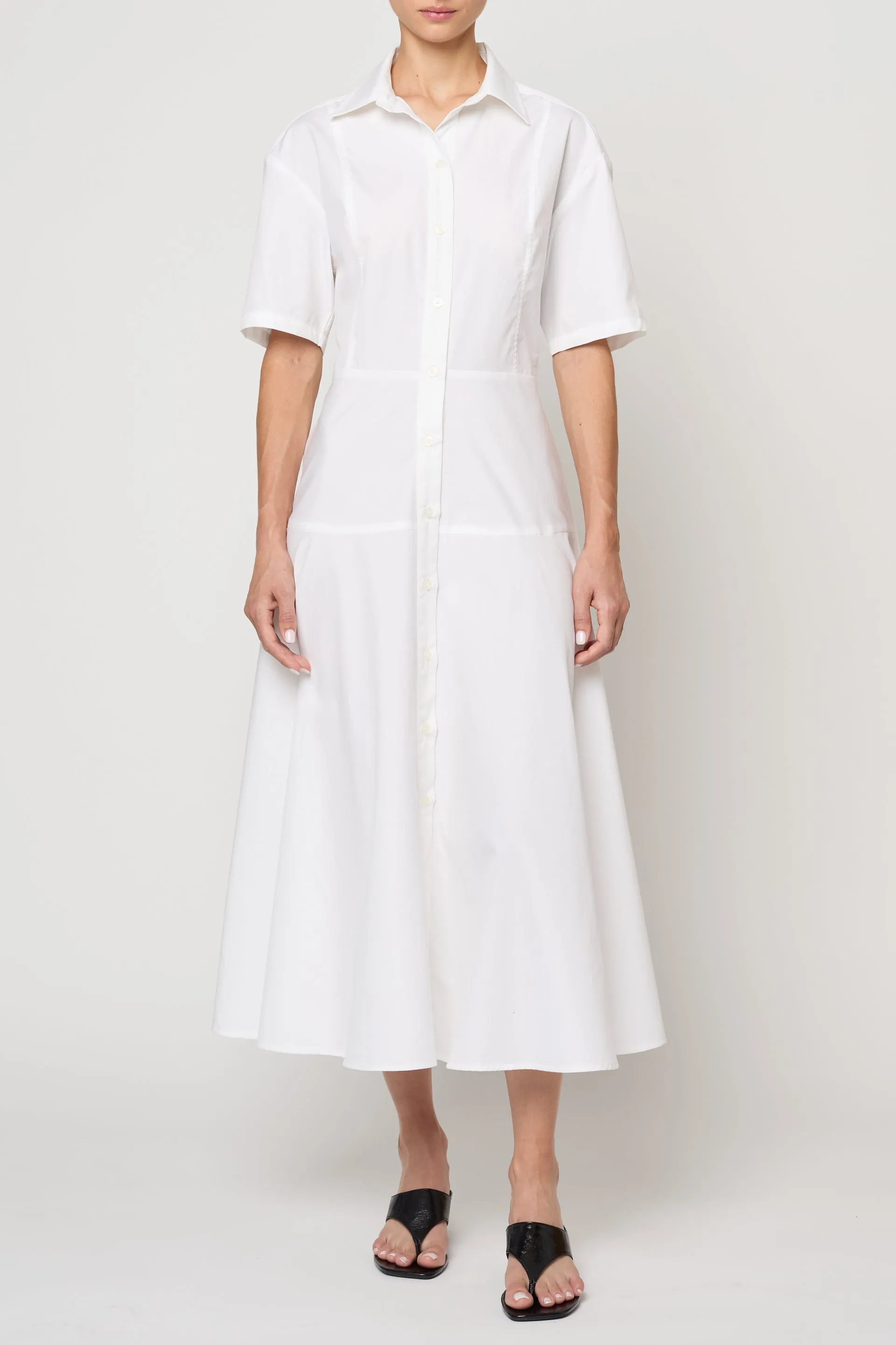 Paneled Shirt Dress in Pima Cotton Poplin sold by Atelier Delphine product image thumbnail 3