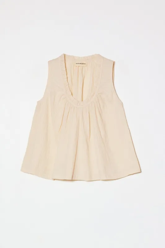 Sleeveless Easy Tank in Crinkled Cotton Gauze made by Atelier Delphine