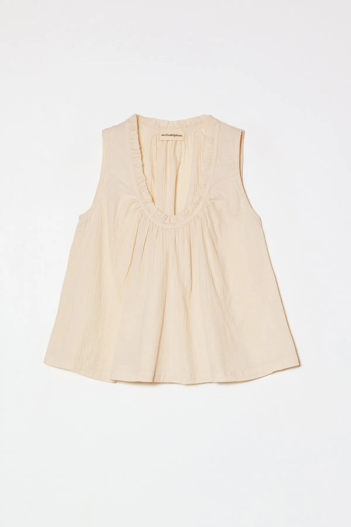 Sleeveless Easy Tank in Crinkled Cotton Gauze sold by Atelier Delphine