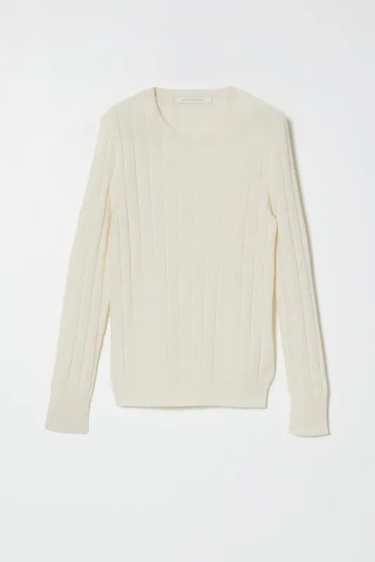 Rib Crewneck Top in Superfine Alpaca made by Atelier Delphine