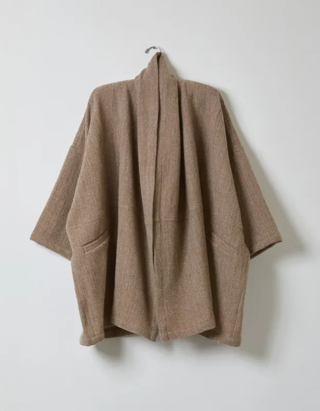 Haori Coat in Herringbone Wool Gauze made by Atelier Delphine