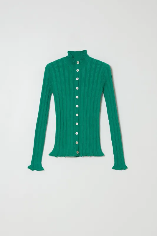 Pointelle Slim Rib Cardigan made by Atelier Delphine
