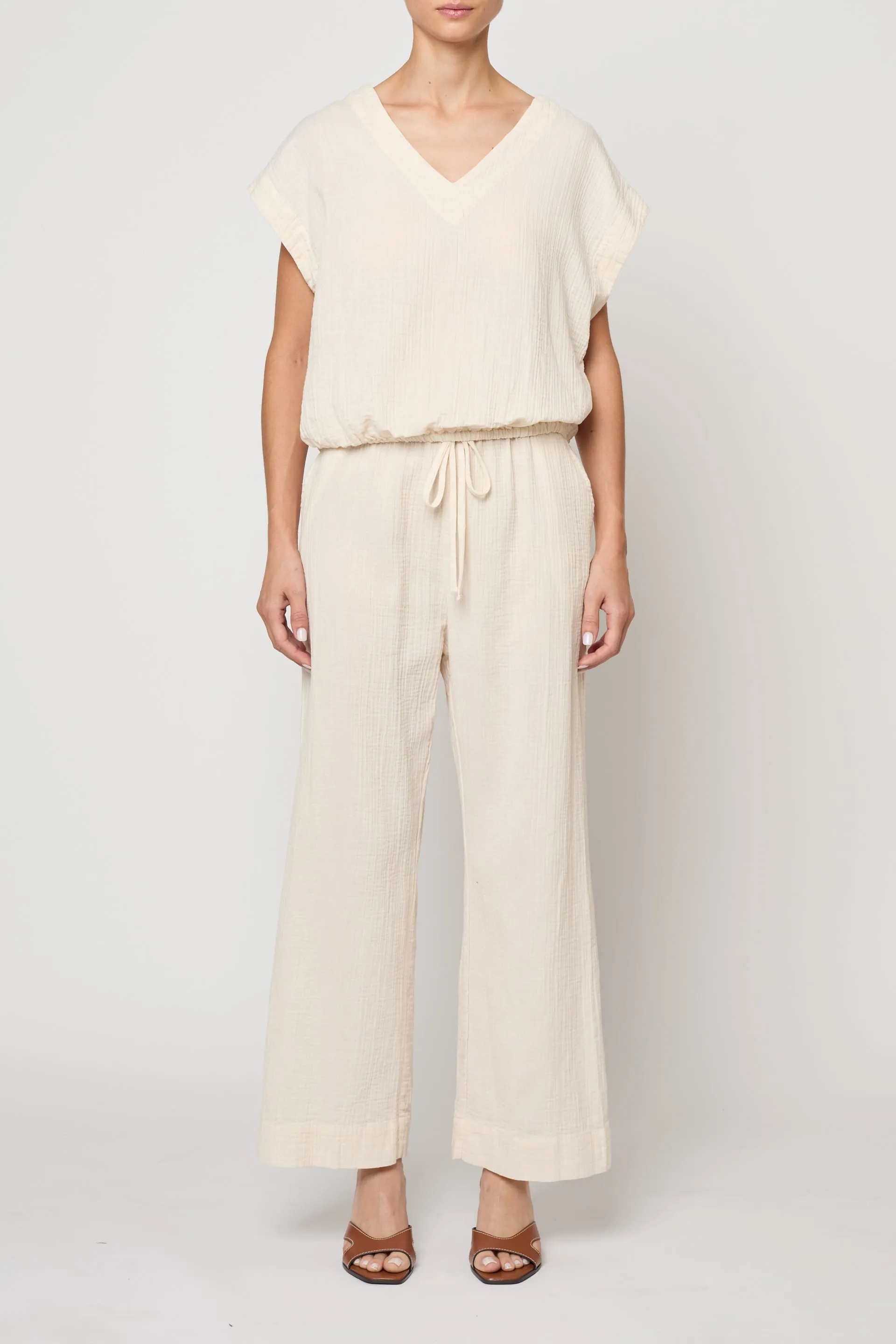 Drawstring Pant in Crinkled Cotton Gauze sold by Atelier Delphine product image thumbnail 2