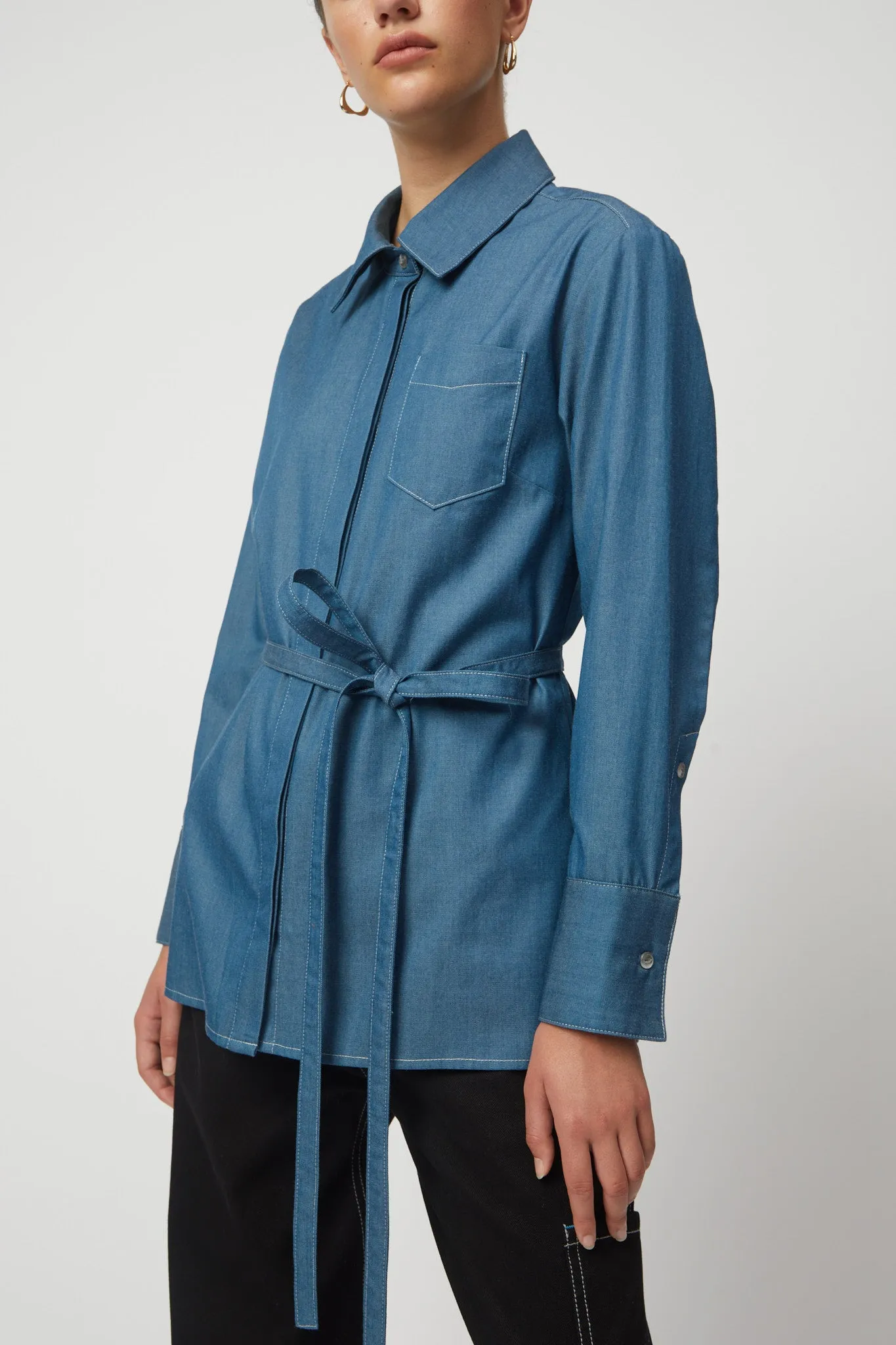 Bonnet Shirt in Lightweight Denim sold by Atelier Delphine product image thumbnail 5