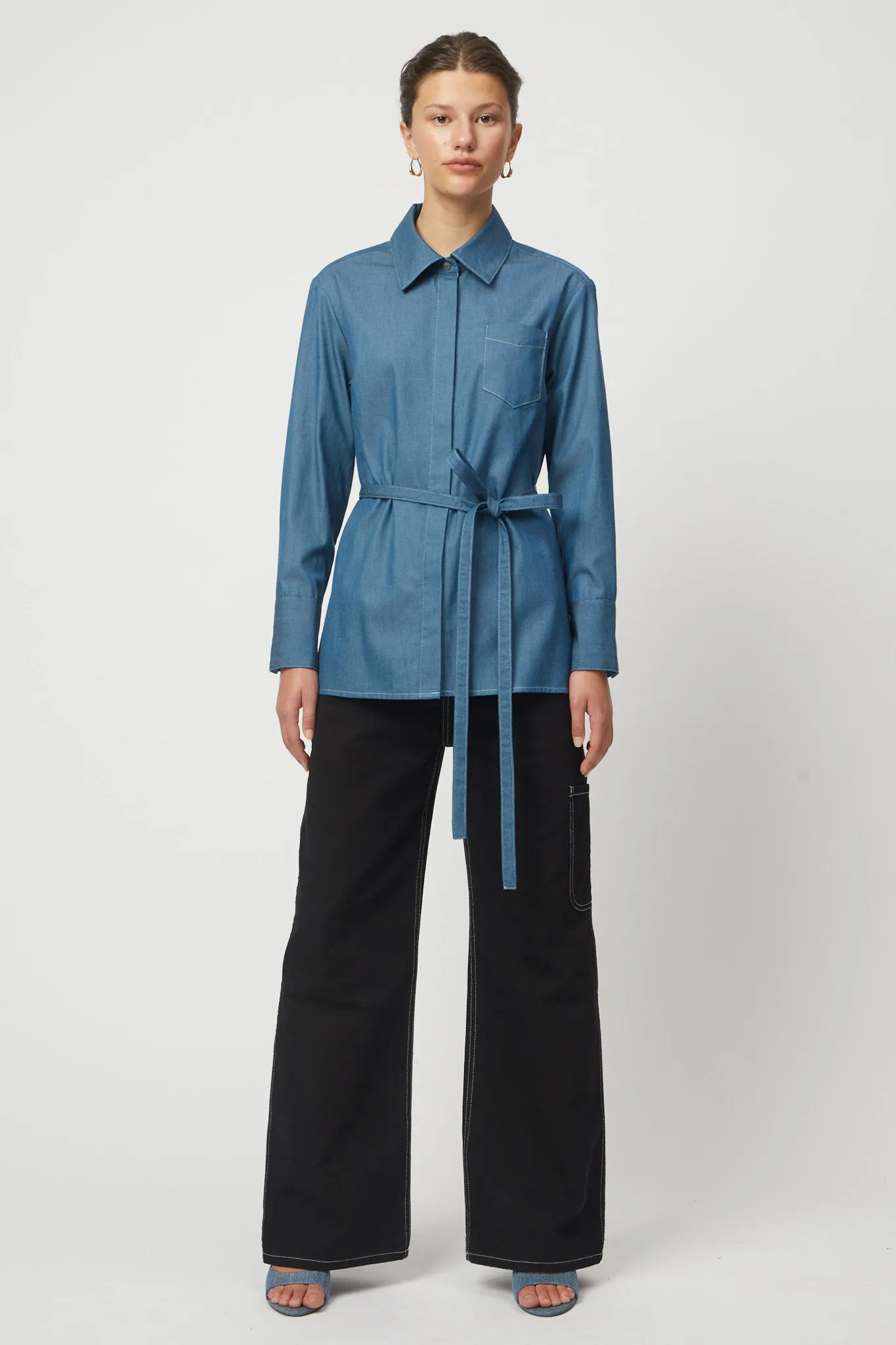 Bonnet Shirt in Lightweight Denim sold by Atelier Delphine product image thumbnail 2