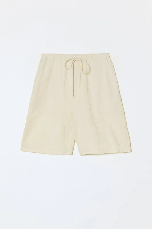 Drawstring Short in Crinkled Cotton Gauze made by Atelier Delphine