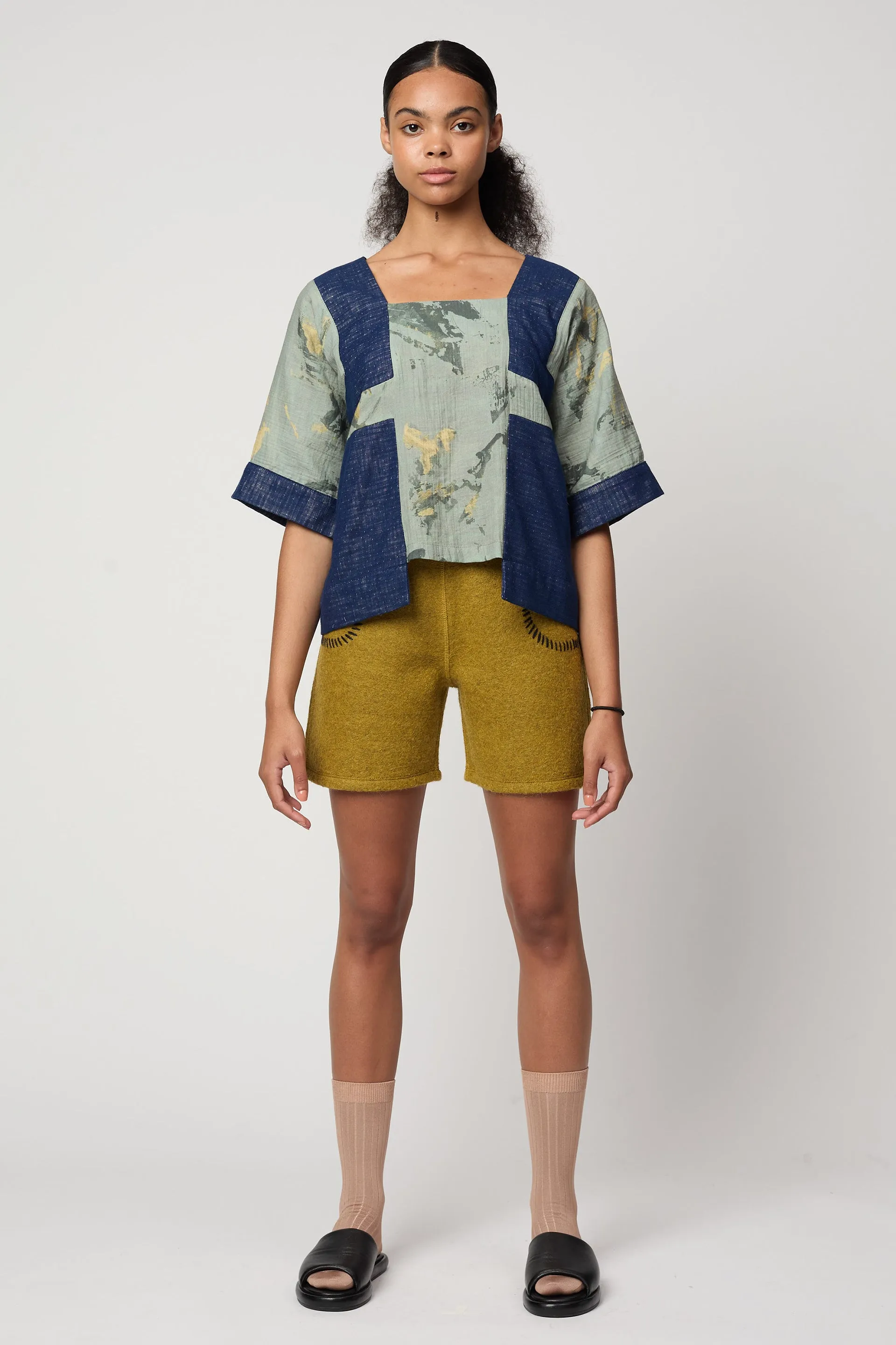 Block Top in Marble Print Crinkled Cotton Gauze sold by Atelier Delphine product image thumbnail 2