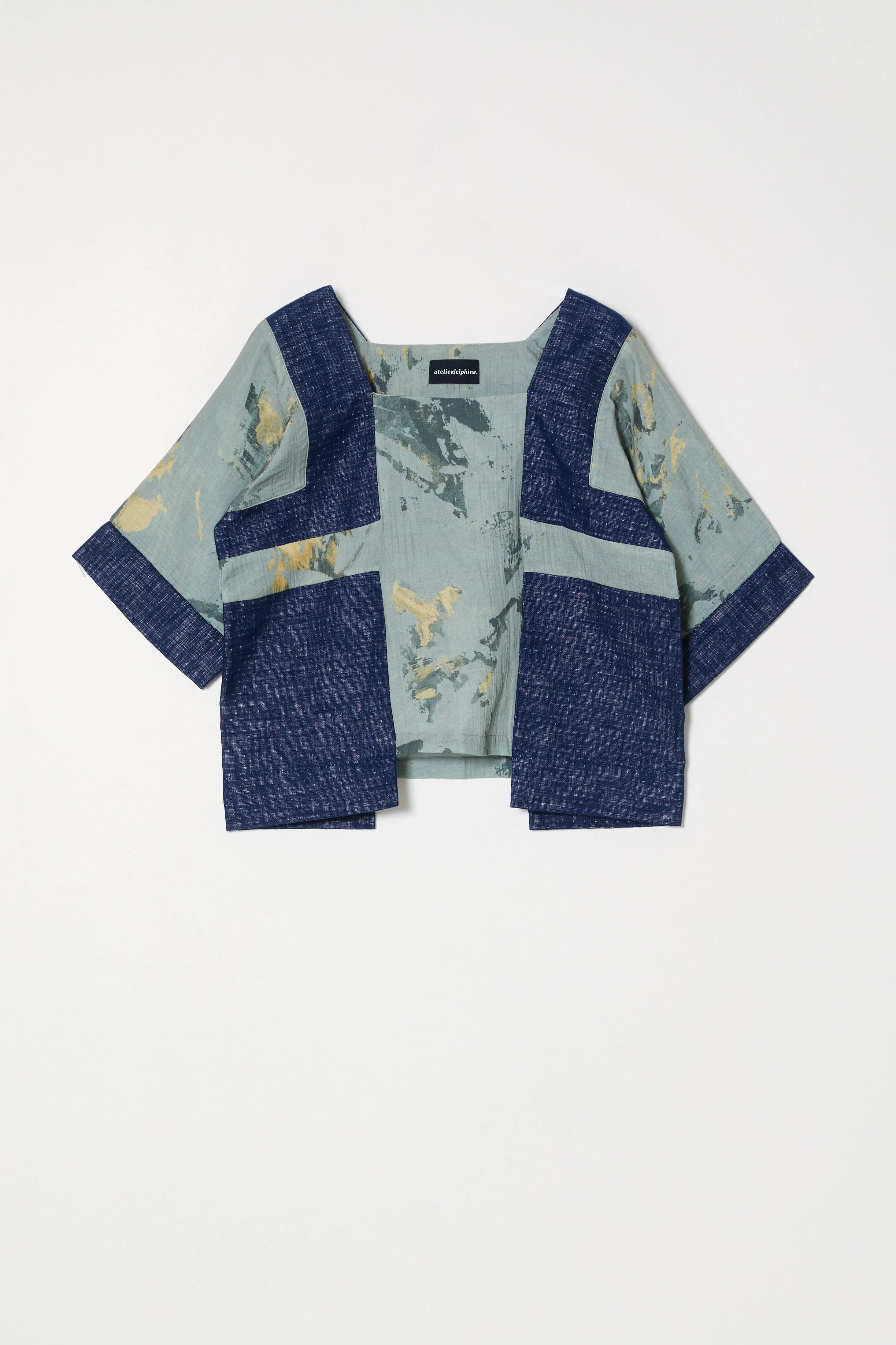 Block Top in Marble Print Crinkled Cotton Gauze sold by Atelier Delphine