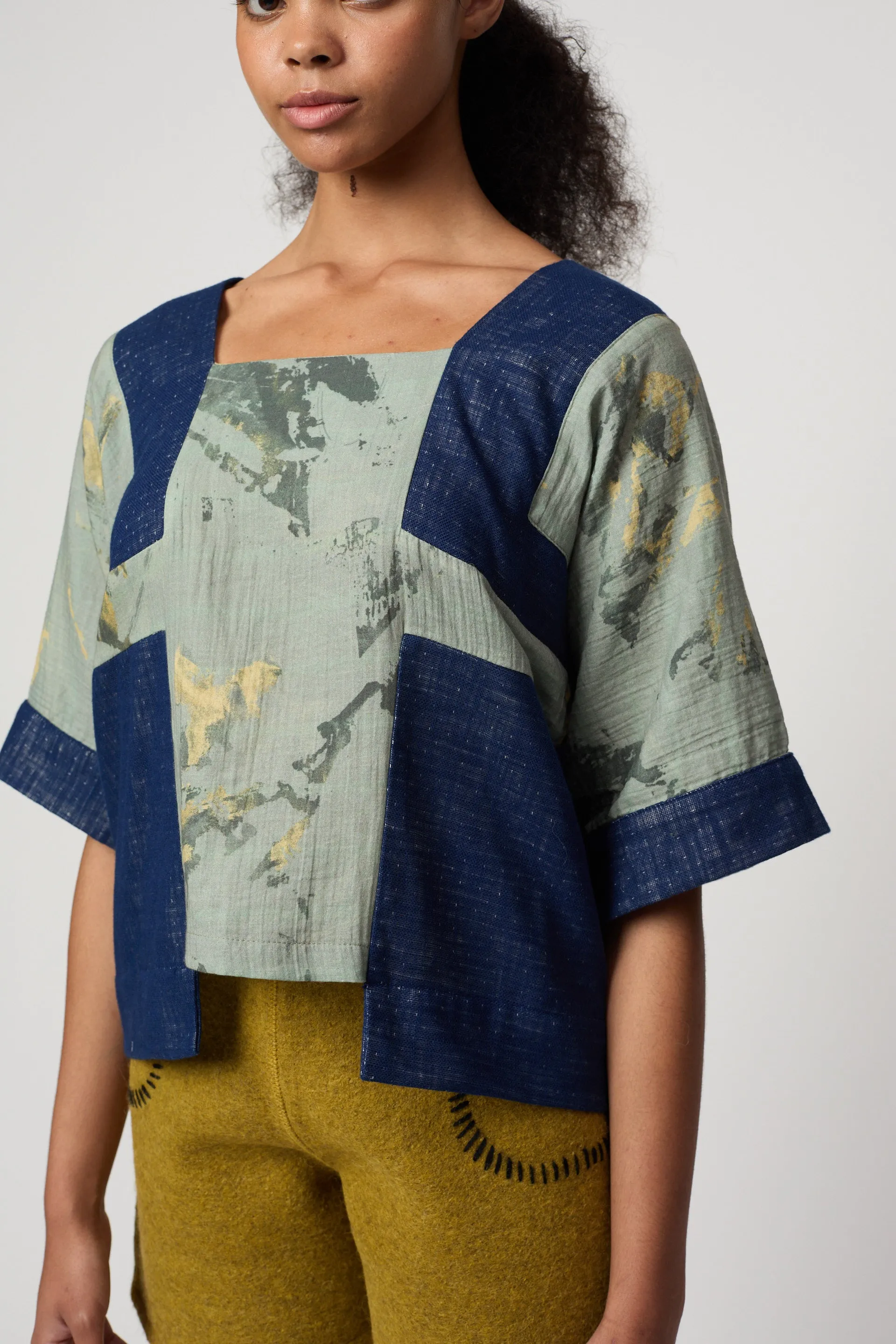 Block Top in Marble Print Crinkled Cotton Gauze sold by Atelier Delphine product image thumbnail 4