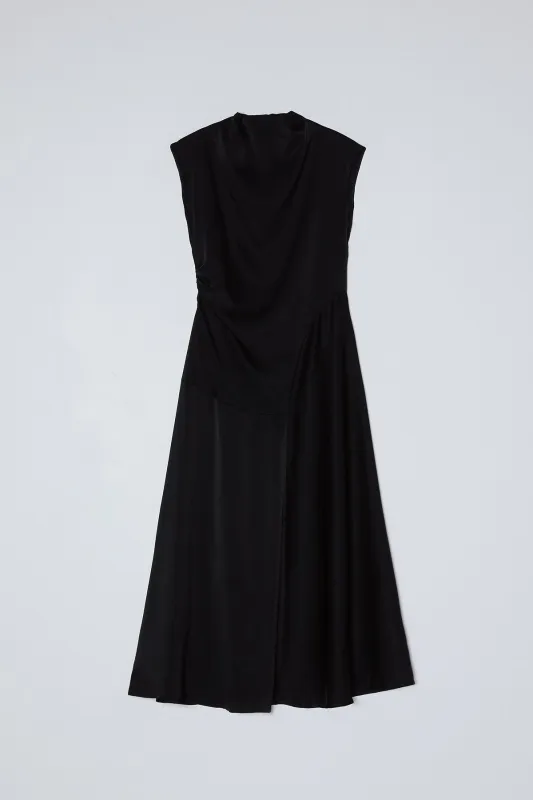 Twisted Dress in Matte Sheen Satin made by Atelier Delphine