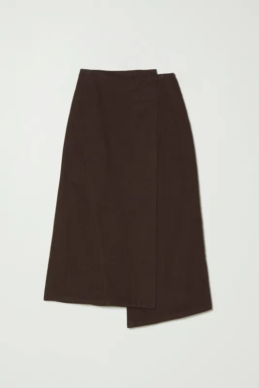 Asymmetrical Long Skirt in Twill made by Atelier Delphine