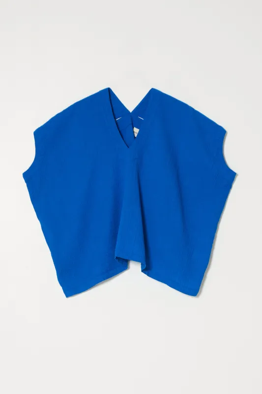 Celeste Top in Crinkled Cotton Gauze - Indigo Bunting made by Atelier Delphine