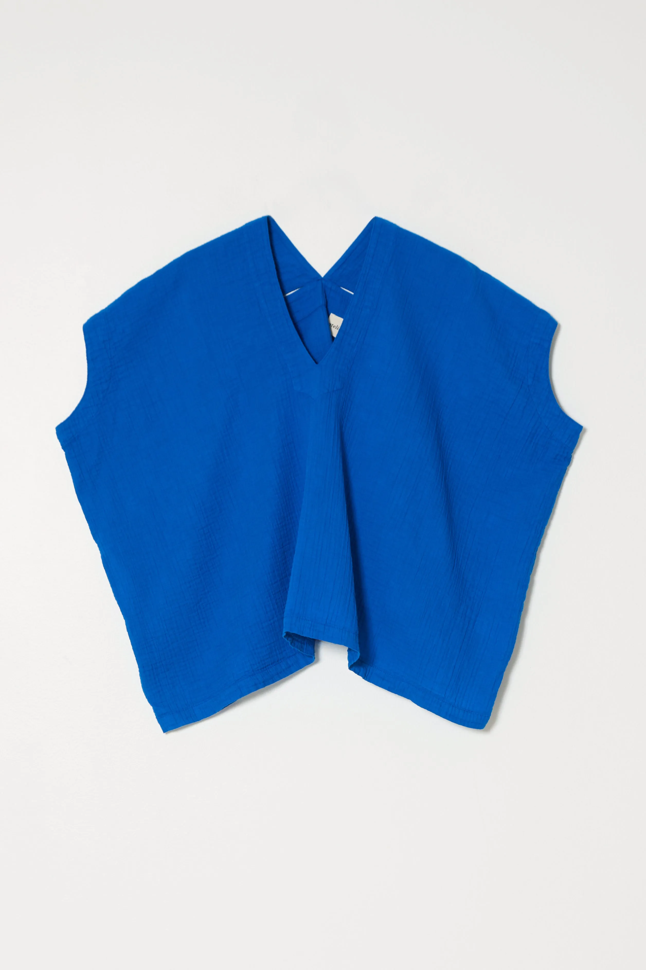 Celeste Top in Crinkled Cotton Gauze - Indigo Bunting sold by Atelier Delphine