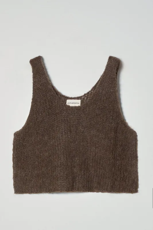 Sweater Tank in Suri Alpaca - Chocolate Brown made by Atelier Delphine