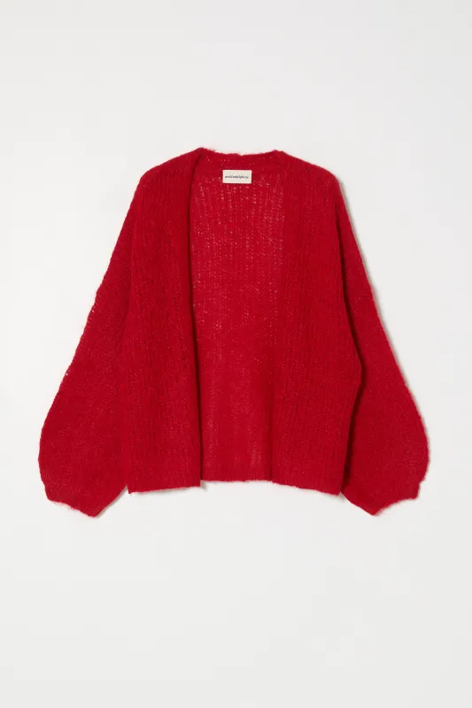 Cora Cardigan in Suri Alpaca - Red made by Atelier Delphine