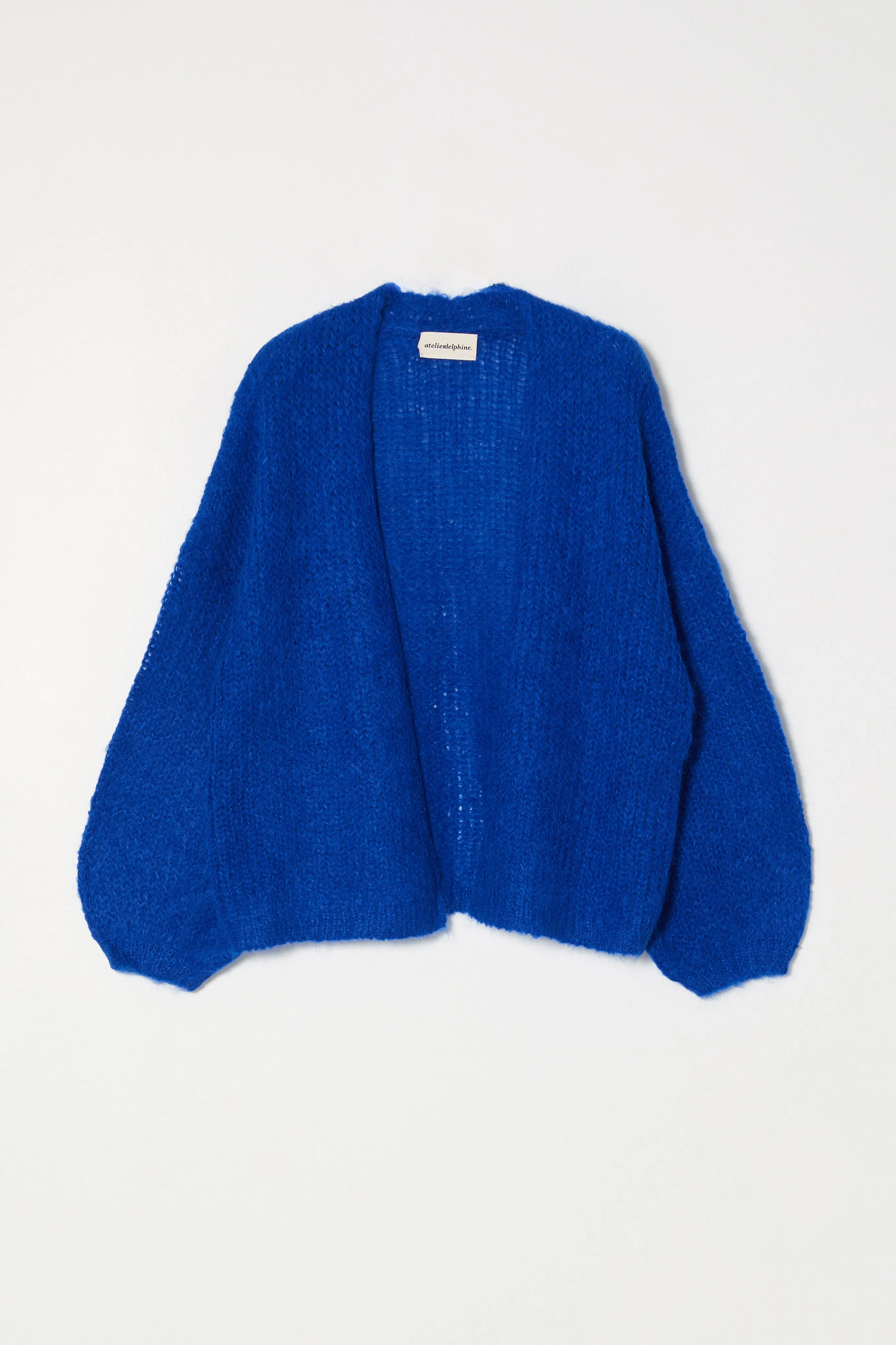 Cora Cardigan in Suri Alpaca - Blue sold by Atelier Delphine