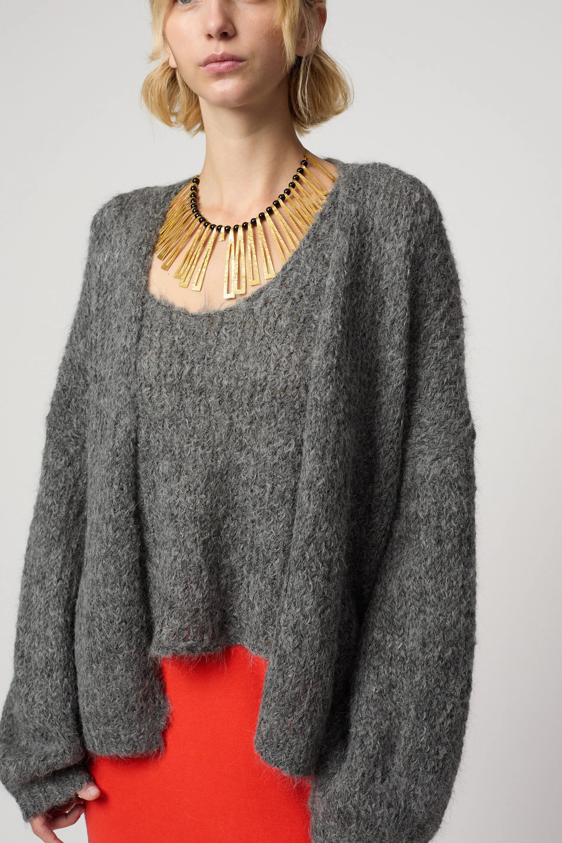 Cora Cardigan in Suri Alpaca - Charcoal sold by Atelier Delphine product image thumbnail 5