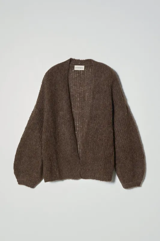 Cora Cardigan in Suri Alpaca - Chocolate Brown made by Atelier Delphine