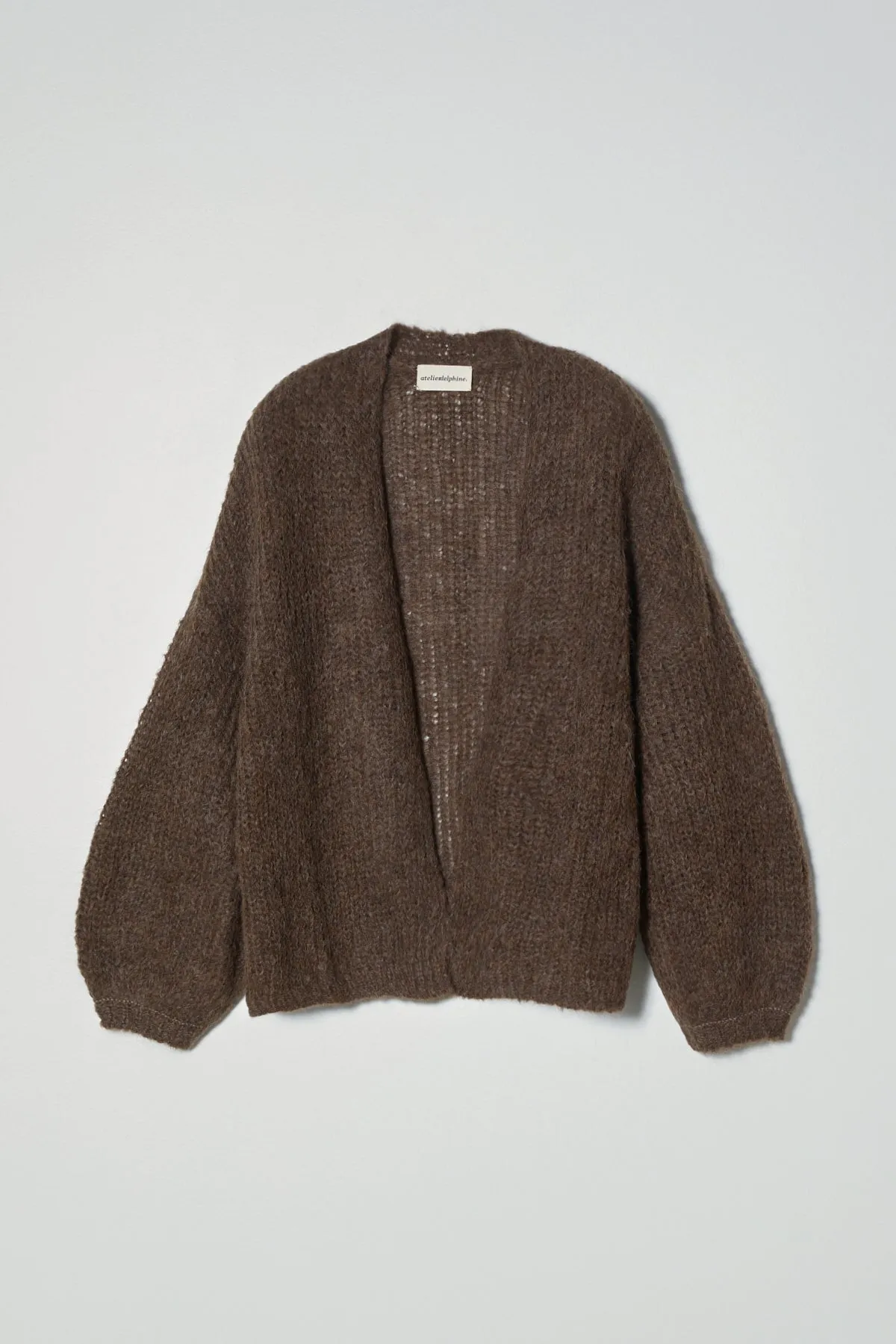Cora Cardigan in Suri Alpaca - Chocolate Brown sold by Atelier Delphine