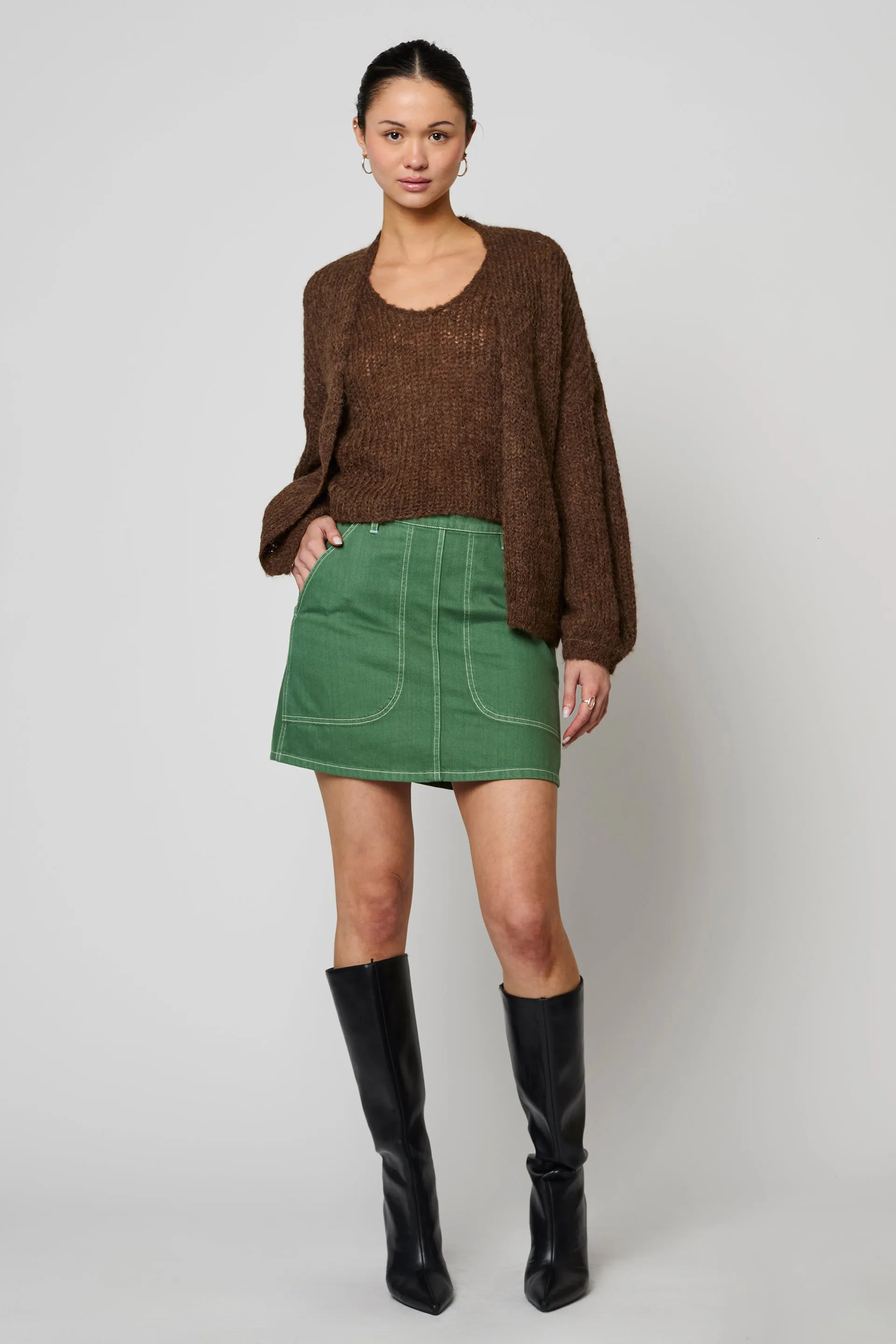 Cora Cardigan in Suri Alpaca - Chocolate Brown sold by Atelier Delphine product image thumbnail 3