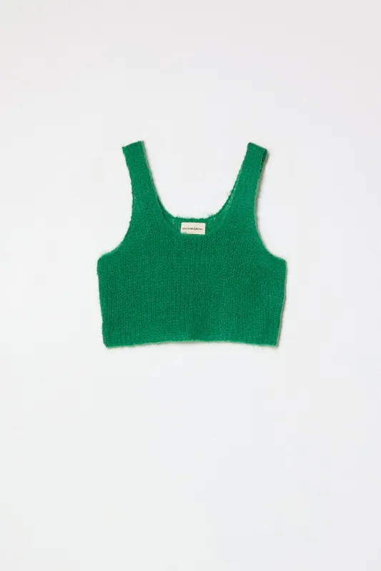 Super Crop Sweater Tank in Suri Alpaca - Green made by Atelier Delphine