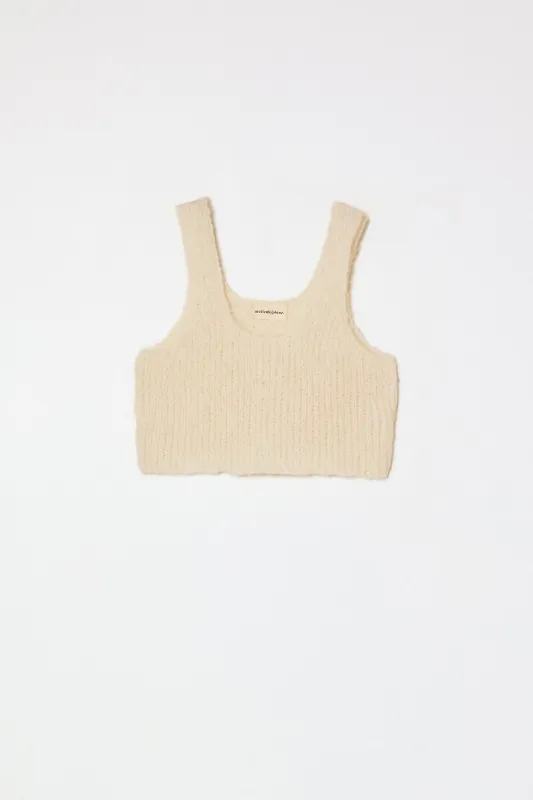 Super Crop Sweater Tank in Suri Alpaca - Cream made by Atelier Delphine