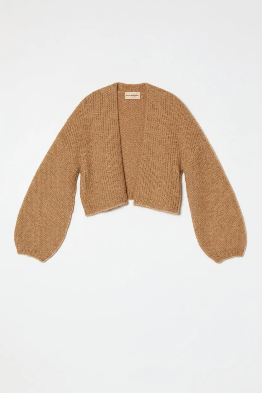 Super Crop Cora Cardigan in Suri Alpaca - Tan sold by Atelier Delphine