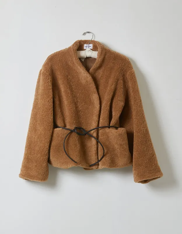 Mana Jacket in Italian Bouclé Faux Fur - Earth made by Atelier Delphine