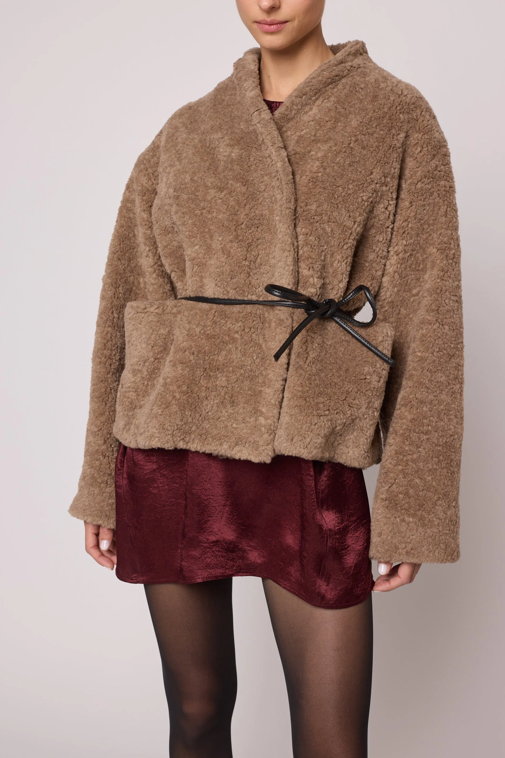 Mana Jacket in Italian Bouclé Faux Fur - Porcini sold by Atelier Delphine product image thumbnail 4