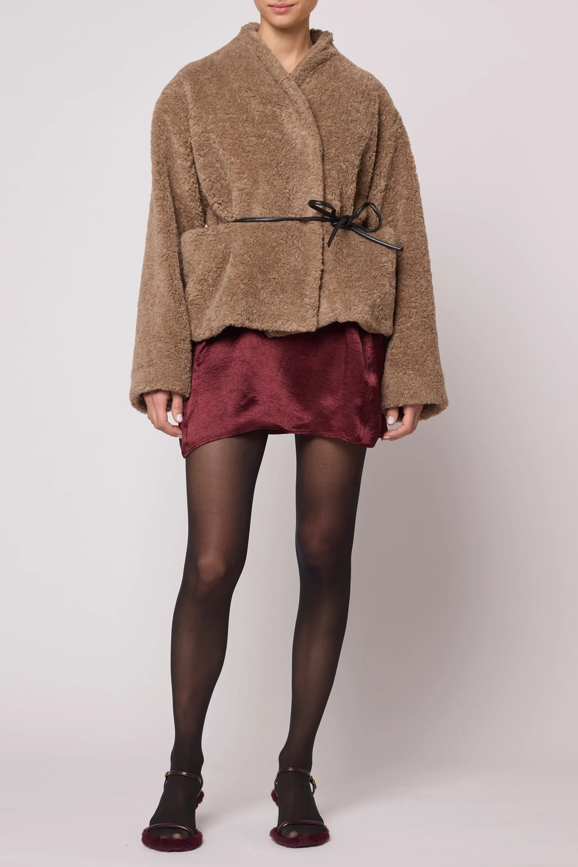 Mana Jacket in Italian Bouclé Faux Fur - Porcini sold by Atelier Delphine product image thumbnail 2