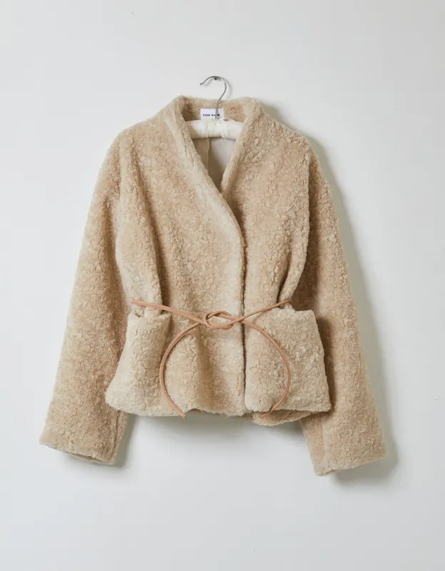 Mana Jacket in Italian Bouclé Faux Fur - Light Beige made by Atelier Delphine