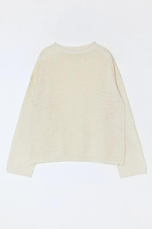 Leilani Sweater in Openwork Knit - Cream made by Atelier Delphine