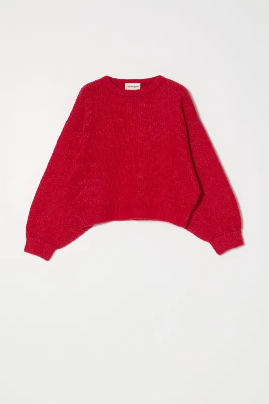 Balloon Sleeve Sweater in Supreme Alpaca - Fuschia made by Atelier Delphine