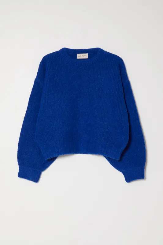 Balloon Sleeve Sweater in Supreme Alpaca - Blue made by Atelier Delphine