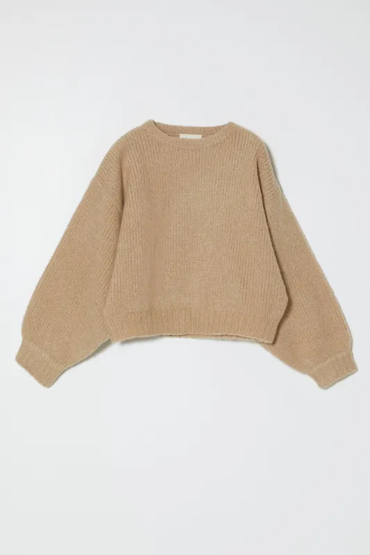Balloon Sleeve Sweater in Supreme Alpaca - Sand made by Atelier Delphine