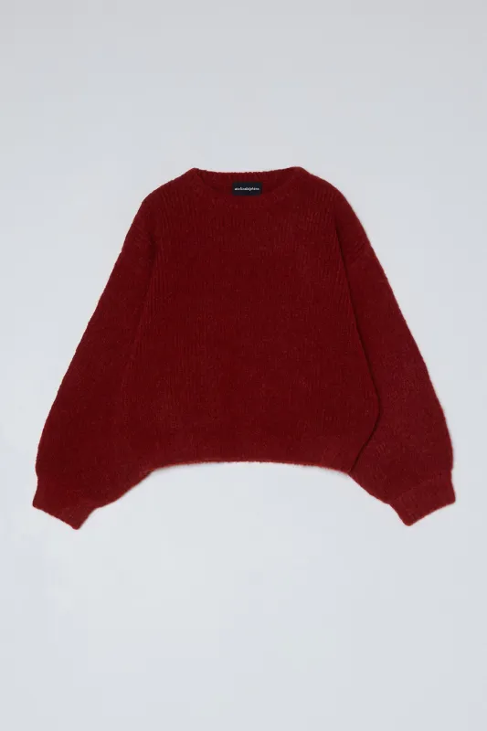 Balloon Sleeve Sweater in Supreme Alpaca - Burgundy made by Atelier Delphine