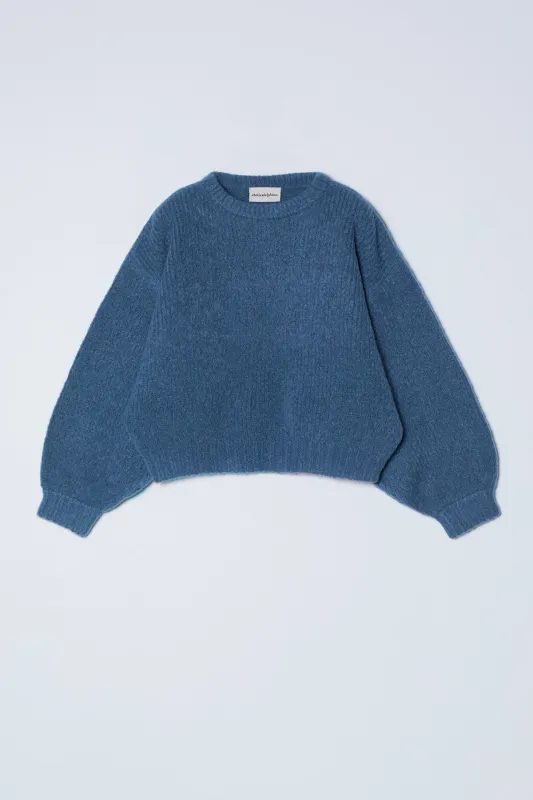 Balloon Sleeve Sweater in Supreme Alpaca - Washed Denim made by Atelier Delphine